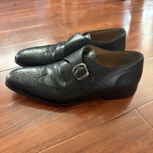 Florsheim Sabato Wingtip Monk Strap Black Leather Shoes Men's Size 10D